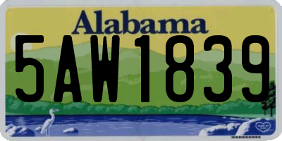 AL license plate 5AW1839