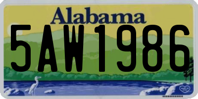 AL license plate 5AW1986