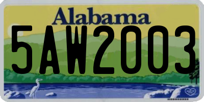 AL license plate 5AW2003