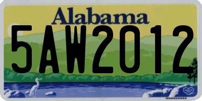 AL license plate 5AW2012