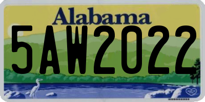 AL license plate 5AW2022