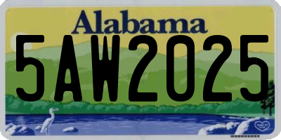 AL license plate 5AW2025