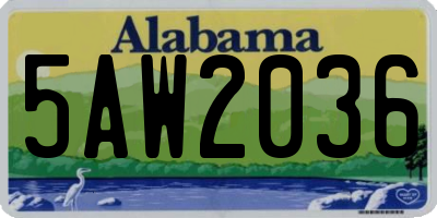 AL license plate 5AW2036