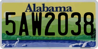 AL license plate 5AW2038