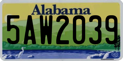 AL license plate 5AW2039