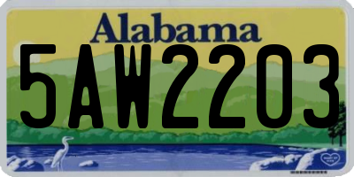 AL license plate 5AW2203