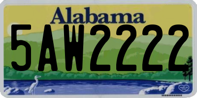 AL license plate 5AW2222