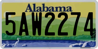 AL license plate 5AW2274