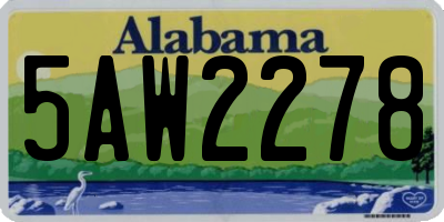 AL license plate 5AW2278