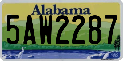 AL license plate 5AW2287