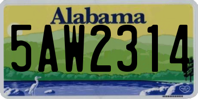 AL license plate 5AW2314