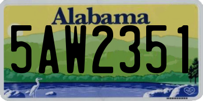 AL license plate 5AW2351