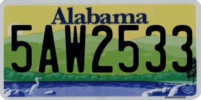AL license plate 5AW2533