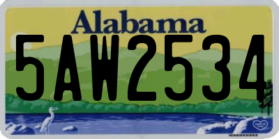 AL license plate 5AW2534