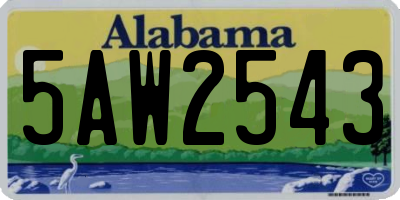 AL license plate 5AW2543