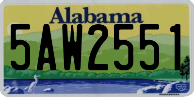 AL license plate 5AW2551