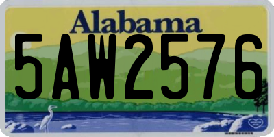 AL license plate 5AW2576