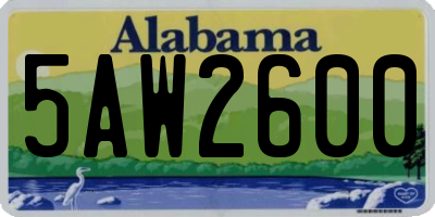 AL license plate 5AW2600