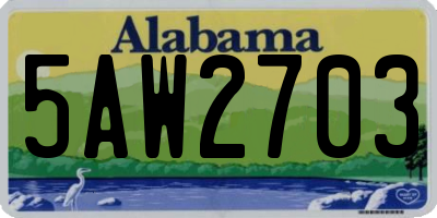AL license plate 5AW2703