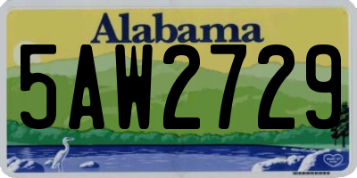 AL license plate 5AW2729