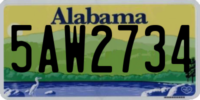 AL license plate 5AW2734
