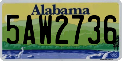 AL license plate 5AW2736