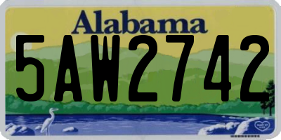 AL license plate 5AW2742