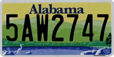 AL license plate 5AW2747