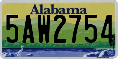 AL license plate 5AW2754