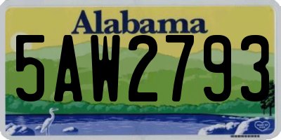 AL license plate 5AW2793