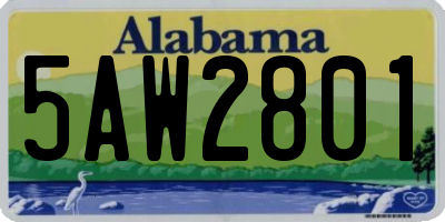 AL license plate 5AW2801