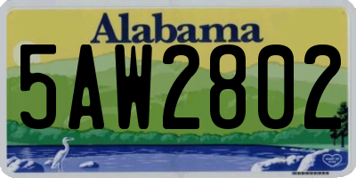 AL license plate 5AW2802
