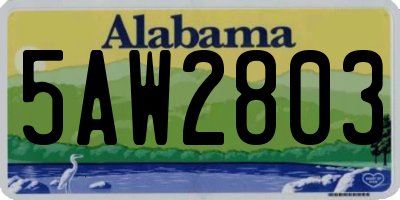 AL license plate 5AW2803
