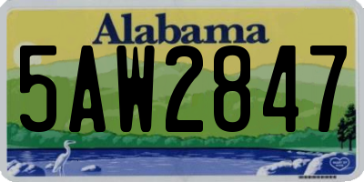 AL license plate 5AW2847