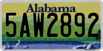 AL license plate 5AW2892