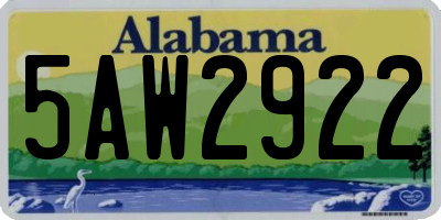AL license plate 5AW2922