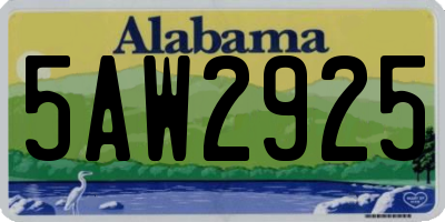 AL license plate 5AW2925