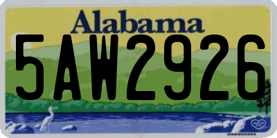 AL license plate 5AW2926