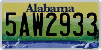 AL license plate 5AW2933