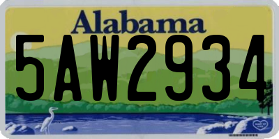 AL license plate 5AW2934