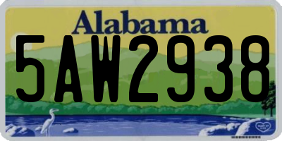 AL license plate 5AW2938