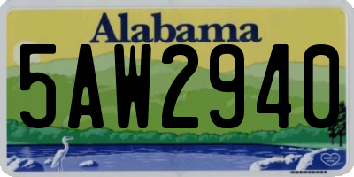 AL license plate 5AW2940