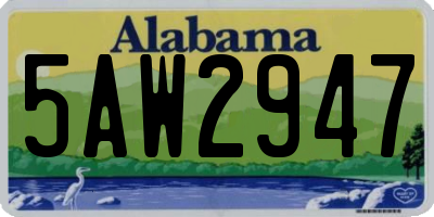 AL license plate 5AW2947