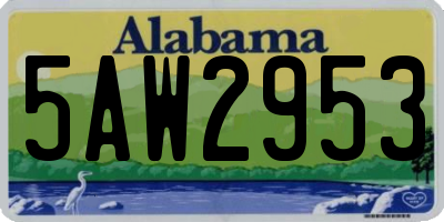 AL license plate 5AW2953