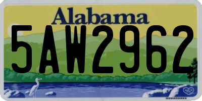 AL license plate 5AW2962