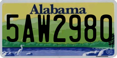 AL license plate 5AW2980