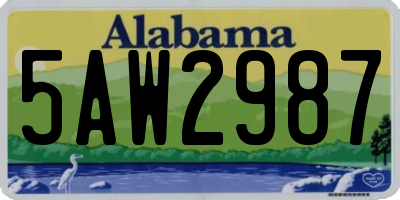 AL license plate 5AW2987