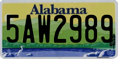 AL license plate 5AW2989