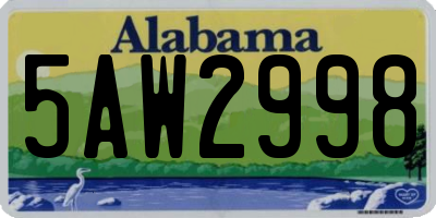 AL license plate 5AW2998