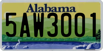 AL license plate 5AW3001
